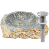 Natural stone Royal Cobblestone vessel sink with umbrella drain