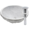 Carrara White Marble Vessel Sink, chrome umbrella drain