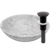 white marble stone vessel sink, umbrella drain oil rubbed bronze