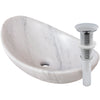 Carrara white marble stone vessel sink with umbrella drain in chrome