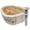 petrified wood vessel sink with umbrella drain brushed nickel