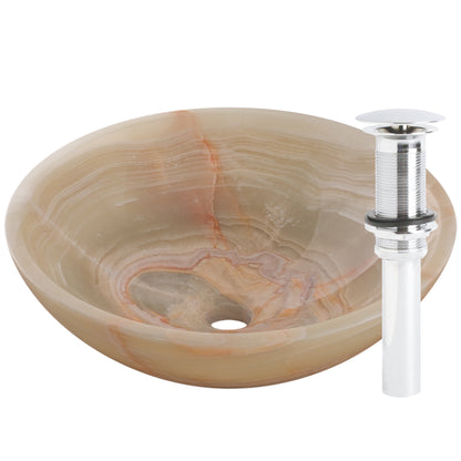 green onyx stone sink with umbrella drain chrome