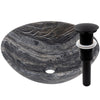 lunar marble stone vessel sink, umbrella drain matte black