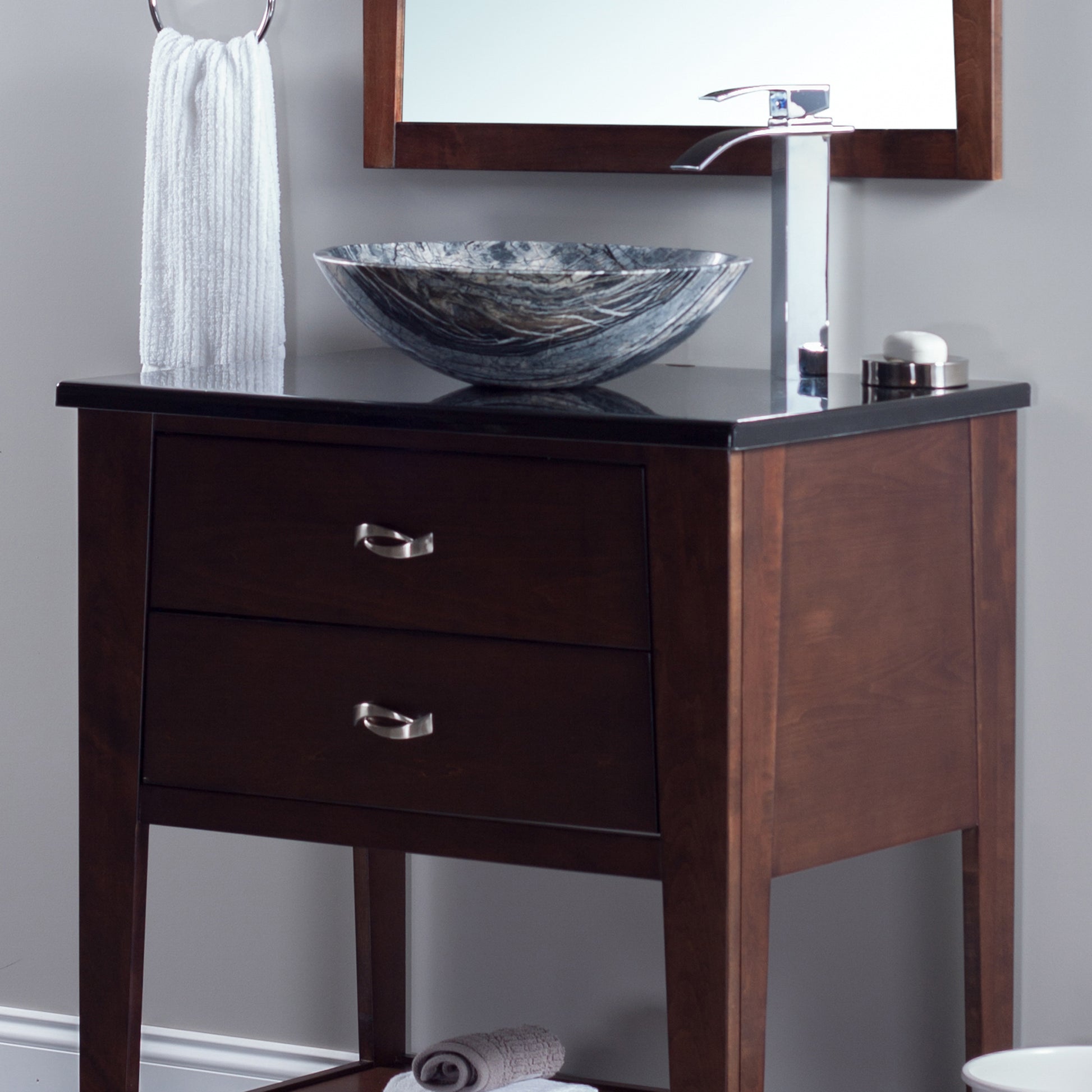 black marble stone sink with eclipse faucet lifestyle chrome