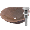 natural cobblestone vessel sink with brushed nickel umbrella drain 