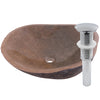 natural cobblestone vessel sink with chrome umbrella drain
