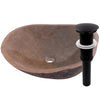 natural cobblestone vessel sink with matte black umbrella drain 