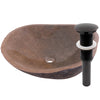 natural cobblestone vessel sink with oil rubbed bronze umbrella drain