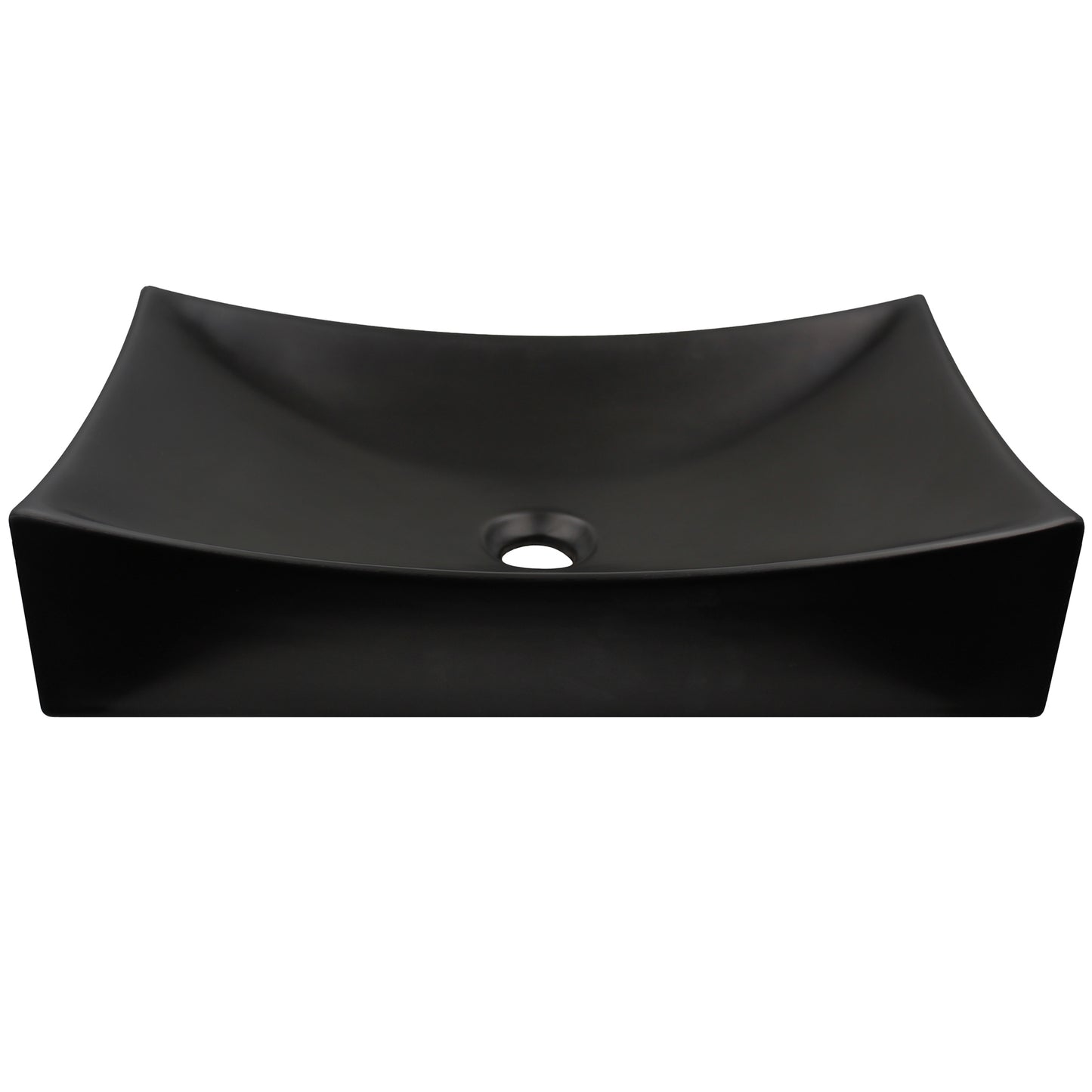 Matte Black Rectangular Porcelain Vessel Bathroom Sink, NP-01141MB
