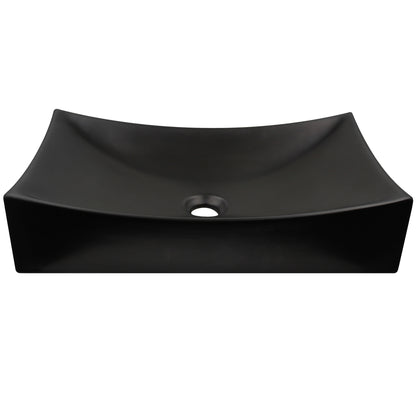 Matte Black Rectangular Porcelain Vessel Bathroom Sink, NP-01141MB