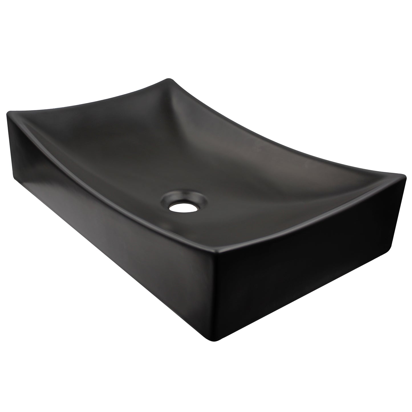 Matte Black Rectangular Porcelain Vessel Bathroom Sink, NP-01141MB