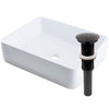 rectangular white porcelain sink for the bath, umbrella drain oil rubbed bronze