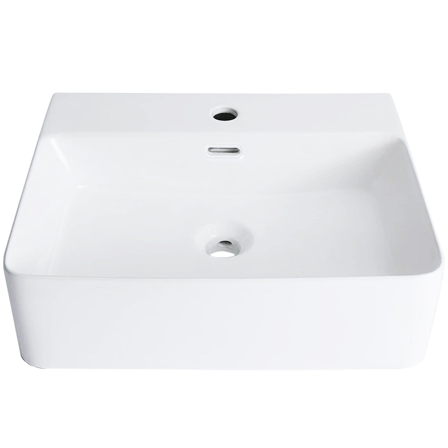 Rectangular White Porcelain Vessel Sink with Overflow and Faucet Hole NP-218155