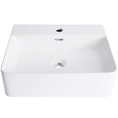 Rectangular White Porcelain Vessel Sink with Overflow and Faucet Hole NP-218155