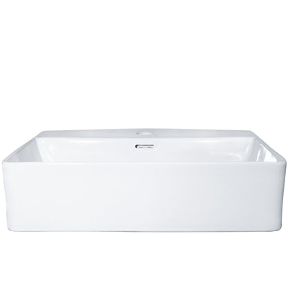 Rectangular White Porcelain Vessel Sink with Overflow and Faucet Hole NP-218155
