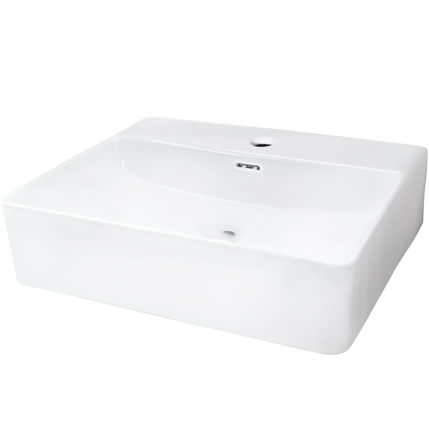 Rectangular White Porcelain Vessel Sink with Overflow and Faucet Hole NP-218155