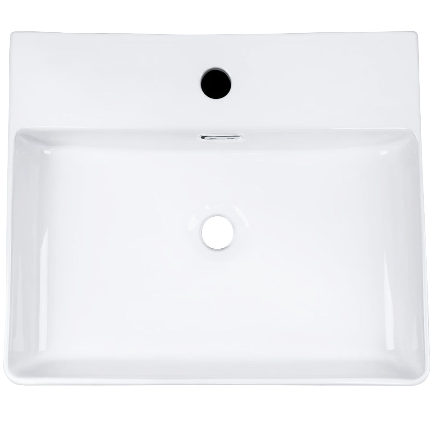 Rectangular White Porcelain Vessel Sink with Overflow and Faucet Hole NP-218155