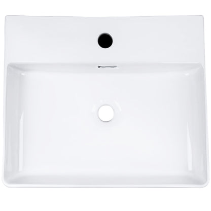 Rectangular White Porcelain Vessel Sink with Overflow and Faucet Hole NP-218155