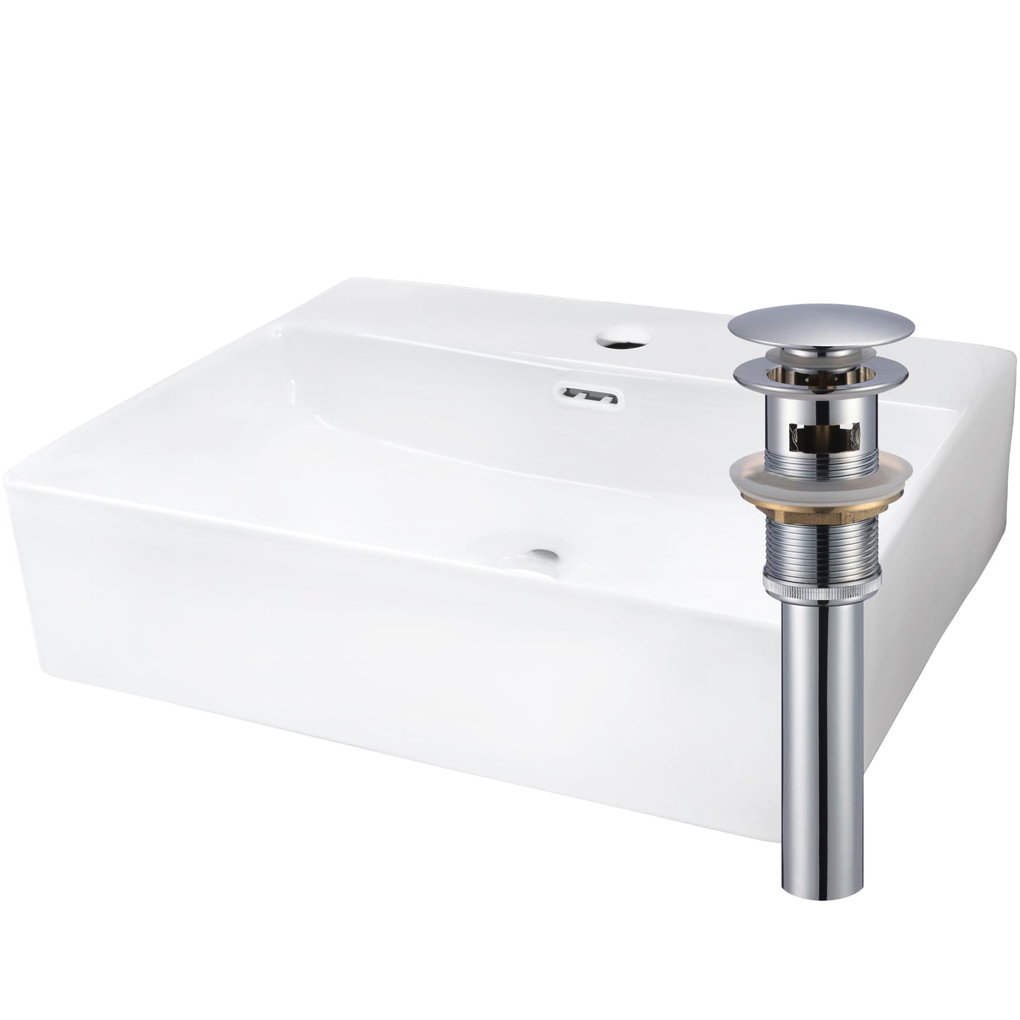 Rectangular White Porcelain Vessel Sink with Overflow and Faucet Hole NP-218155