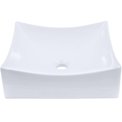 Square White Porcelain Vessel Bathroom Sink, NP-218421