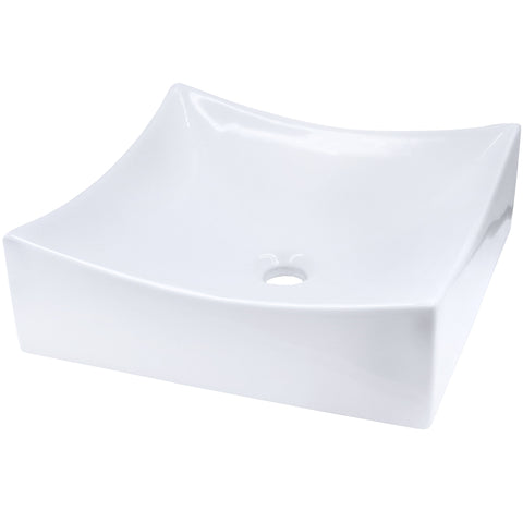Square White Porcelain Vessel Bathroom Sink, NP-218421