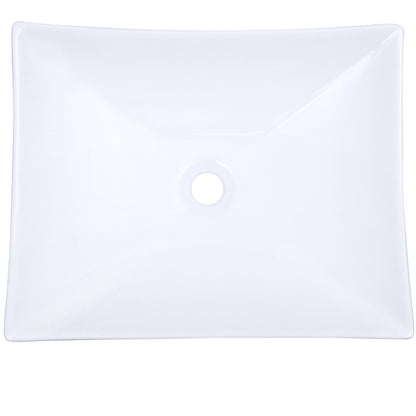 Square White Porcelain Vessel Bathroom Sink, NP-218421