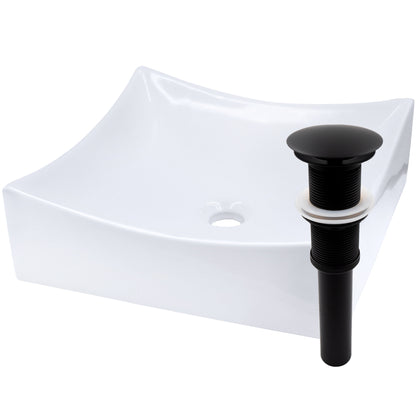 Square White Porcelain Vessel Bathroom Sink, NP-218421