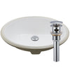 Oval Undermount White Porcelain Sink, pop-up drain WITH overflow chrome