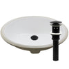 Oval Undermount White Porcelain Sink, pop-up drain WITH overflow matte black