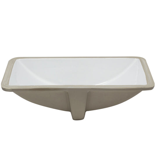 Rectangular Undermount White Porcelain Sink with Overflow