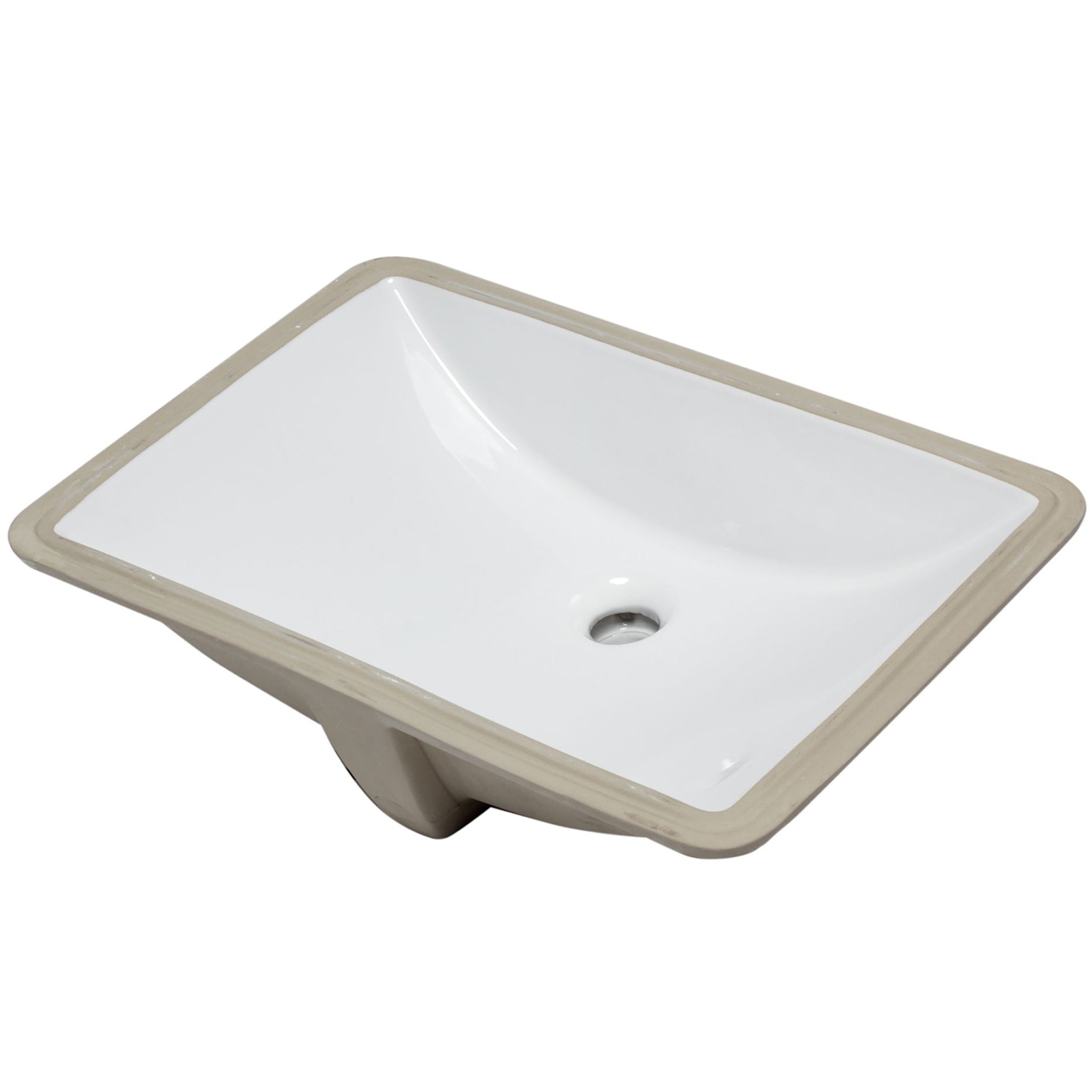 Rectangular Undermount White Porcelain Sink with Overflow, NP