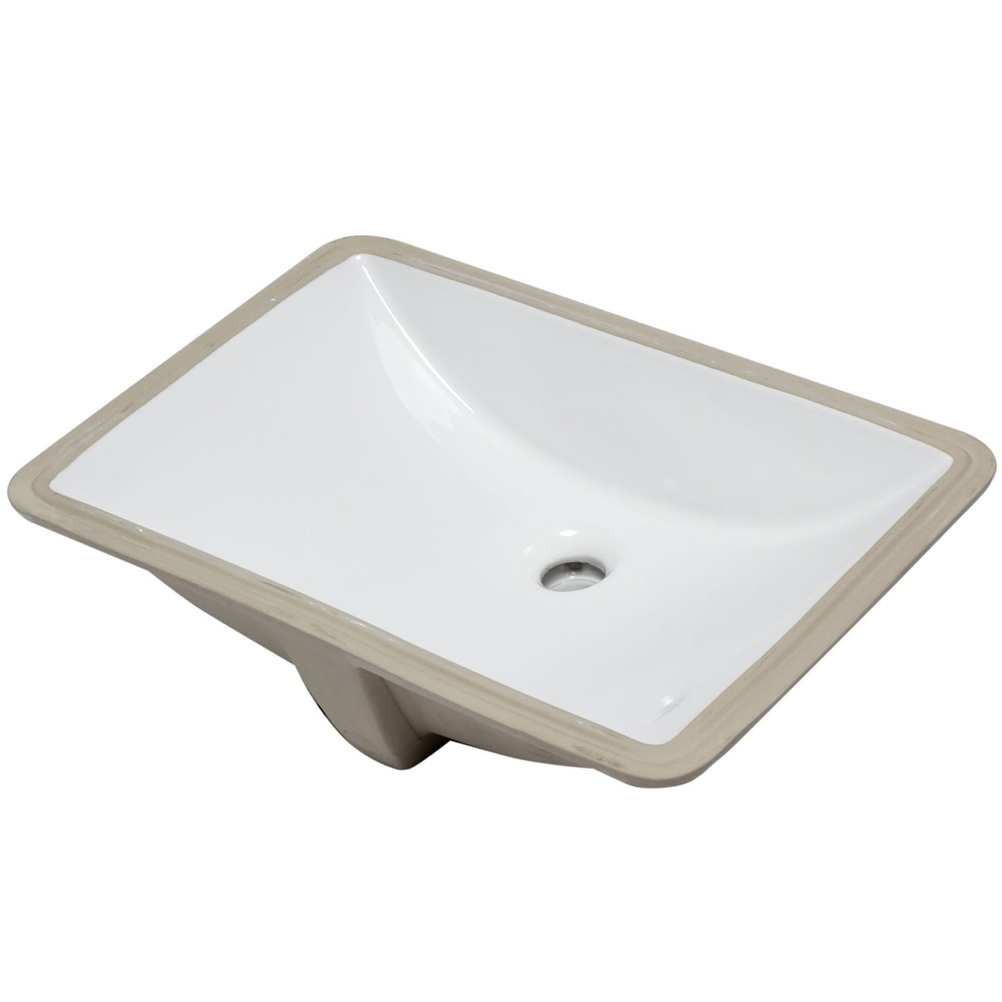 Rectangular Undermount White Porcelain Sink with Overflow