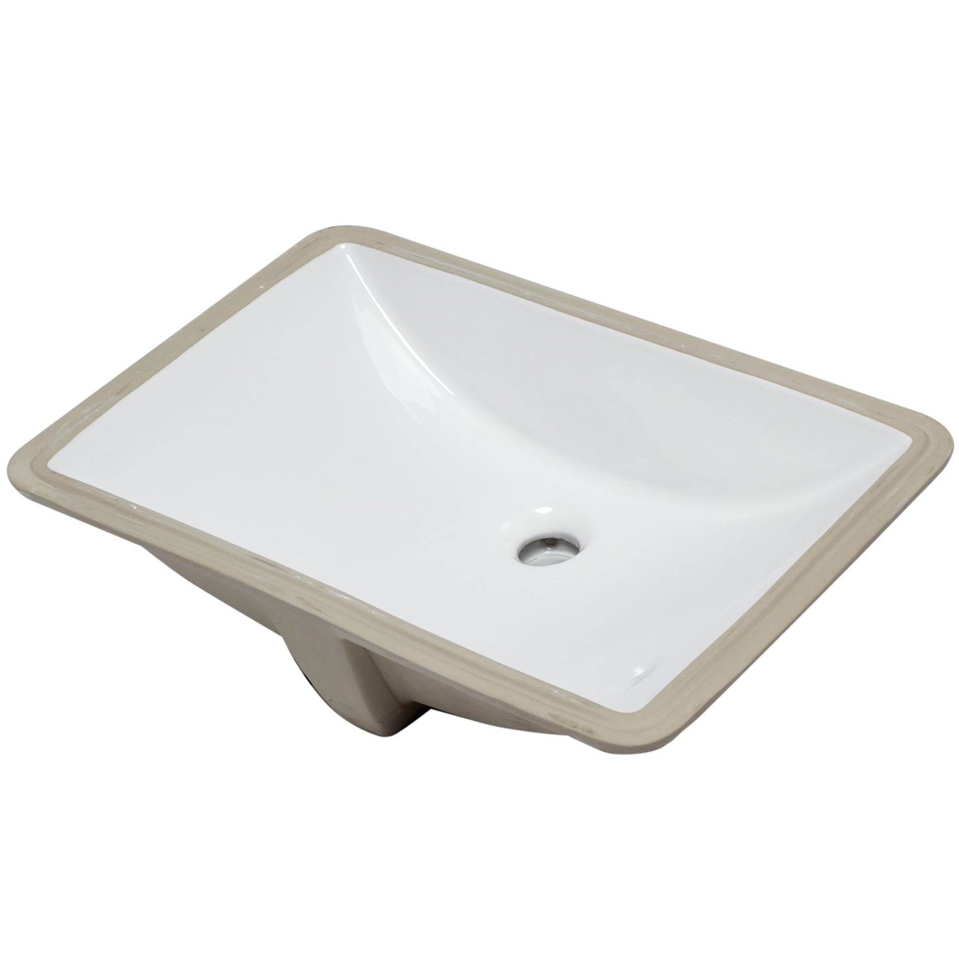 Rectangular Undermount White Porcelain Sink with Overflow