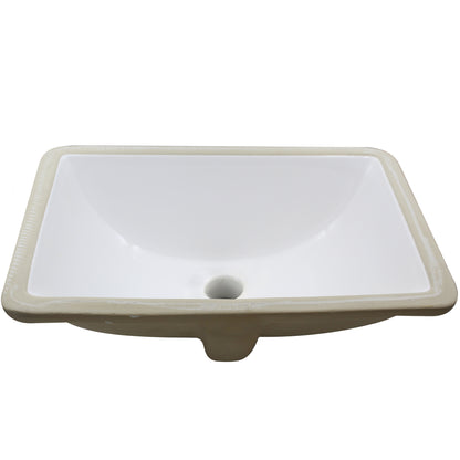 Rectangular Undermount White Porcelain Sink with Overflow