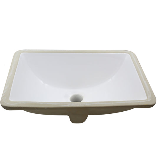 Rectangular Undermount White Porcelain Sink with Overflow