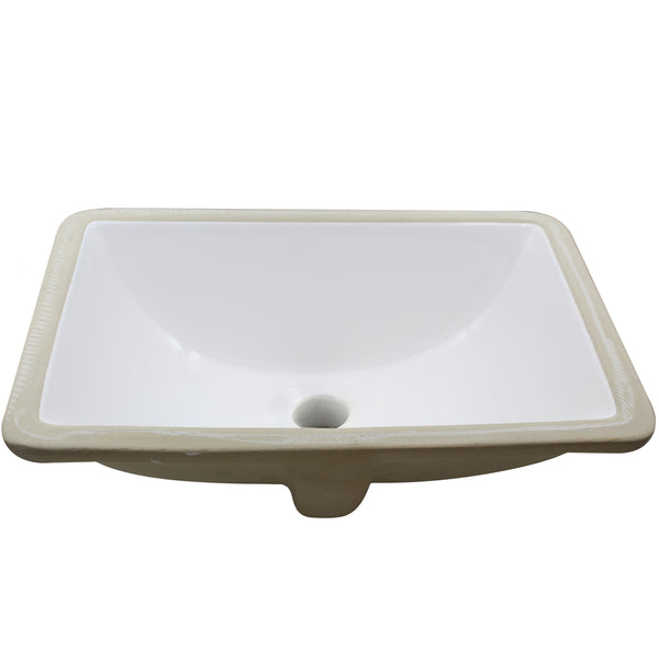 Rectangular Undermount White Porcelain Sink with Overflow
