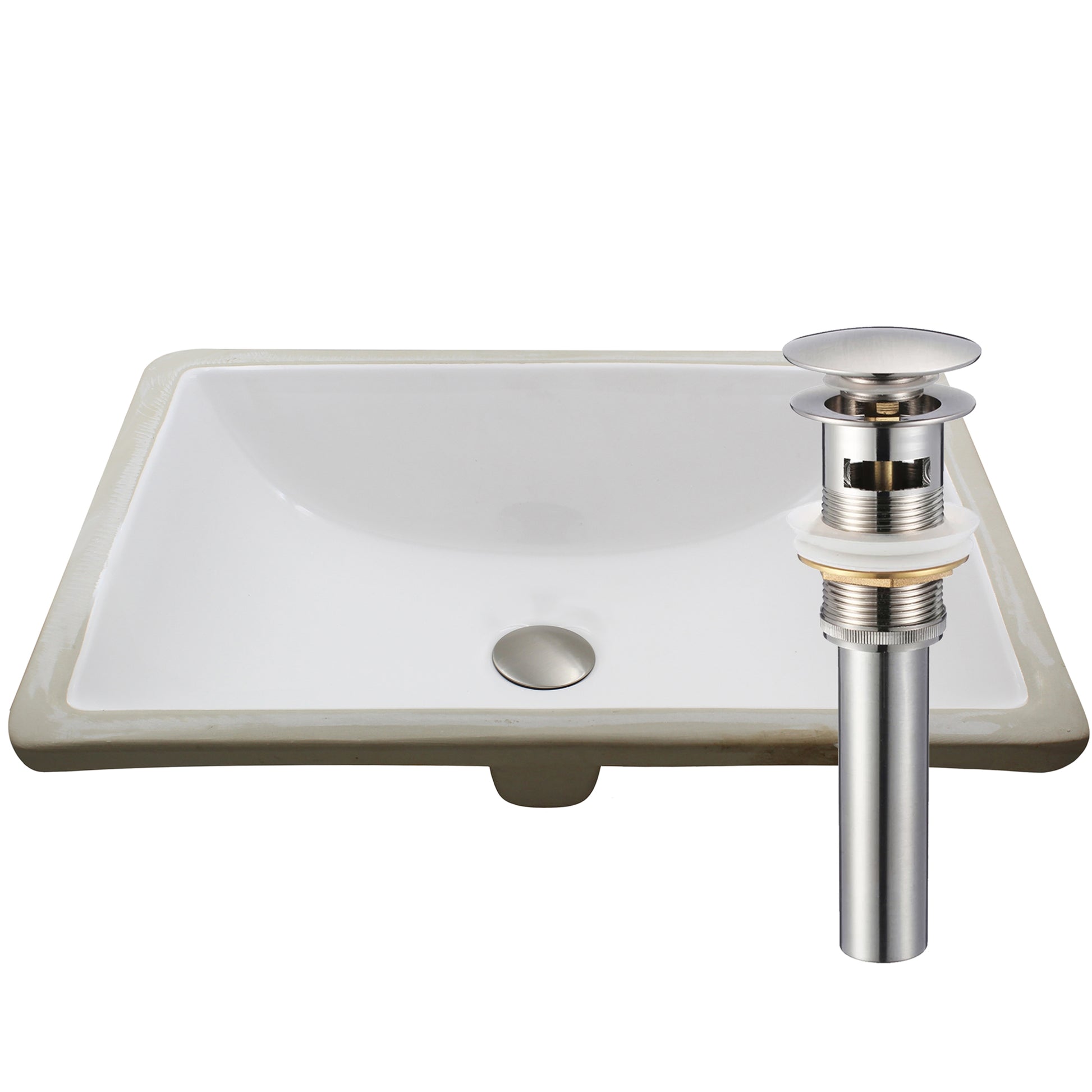 Rectangular white porcelain vessel sink with overflow, undermount installation by Novatto, ideal for modern bathroom decor.