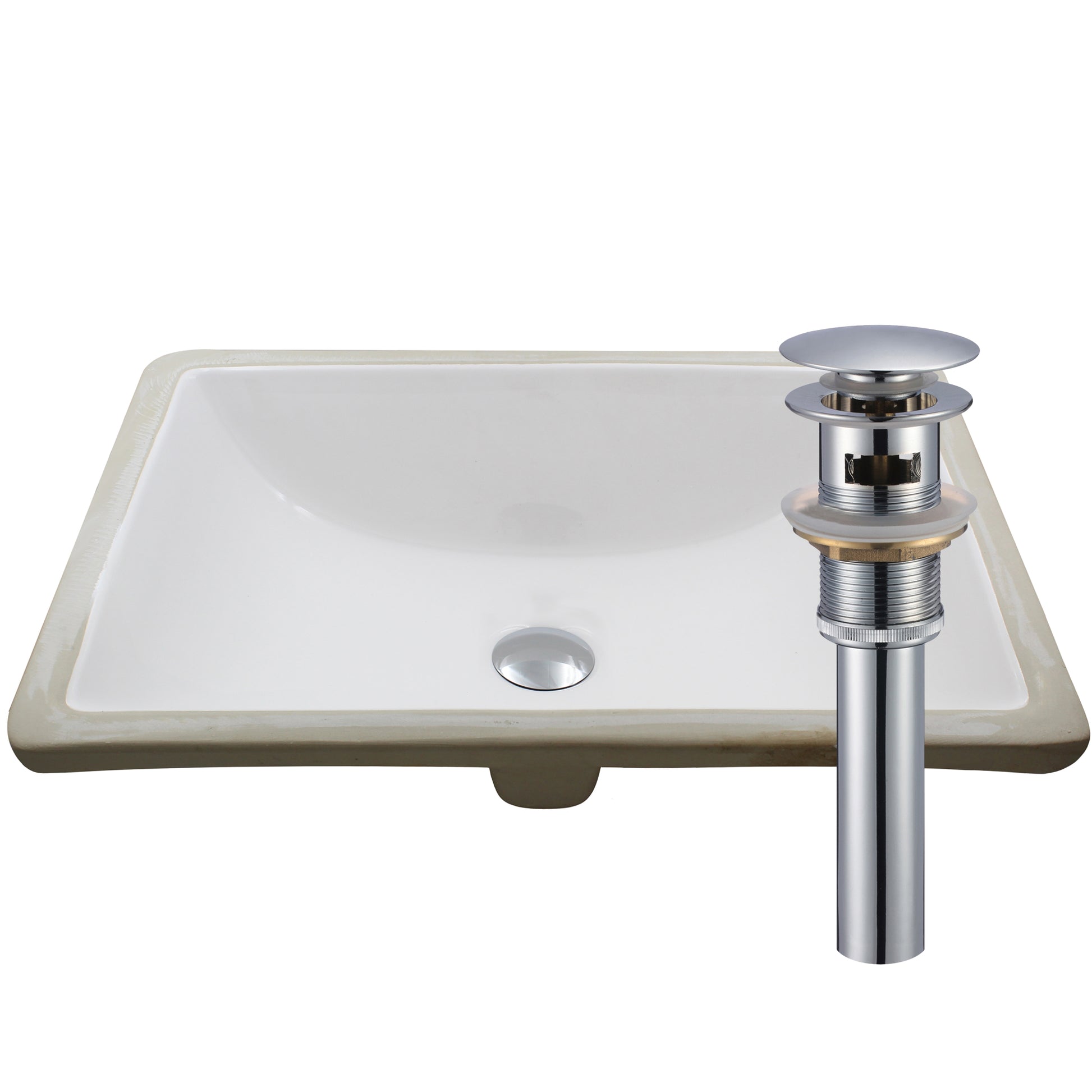 White rectangular undermount porcelain vessel sink with overflow, Novatto NP-U193906 for modern bathroom decor.