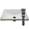 Rectangular Undermount White Porcelain Sink with Overflow, pop-up drain with overflow oil rubbed bronze