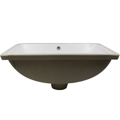 Rectangular Undermount White Porcelain Sink with Overflow