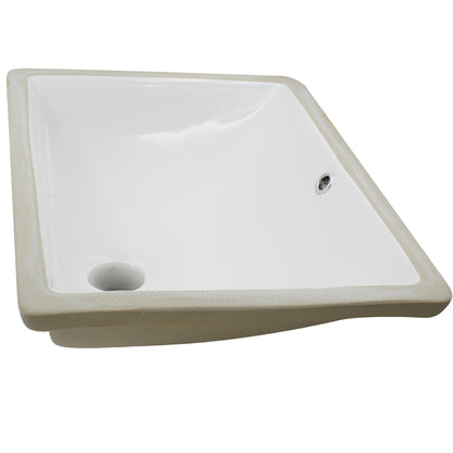 Rectangular Undermount White Porcelain Sink with Overflow