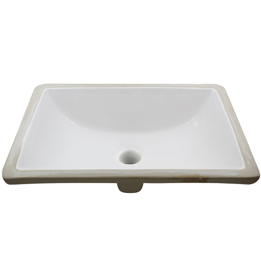 Rectangular Undermount White Porcelain Sink with Overflow