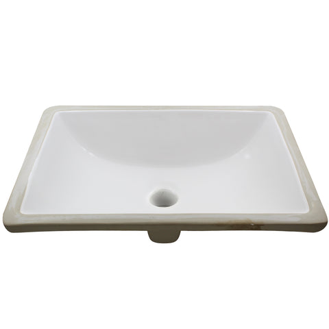 Rectangular Undermount White Porcelain Sink with Overflow