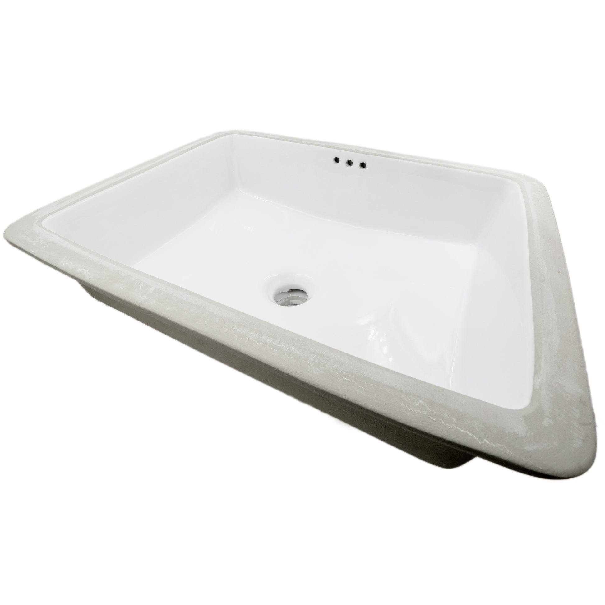 shallow rectangle white porcelain undermount sink