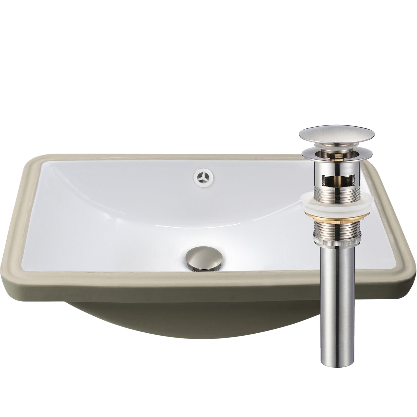 Extra Wide Rectangular Undermount White Porcelain Sink with Overflow, NP-U213907