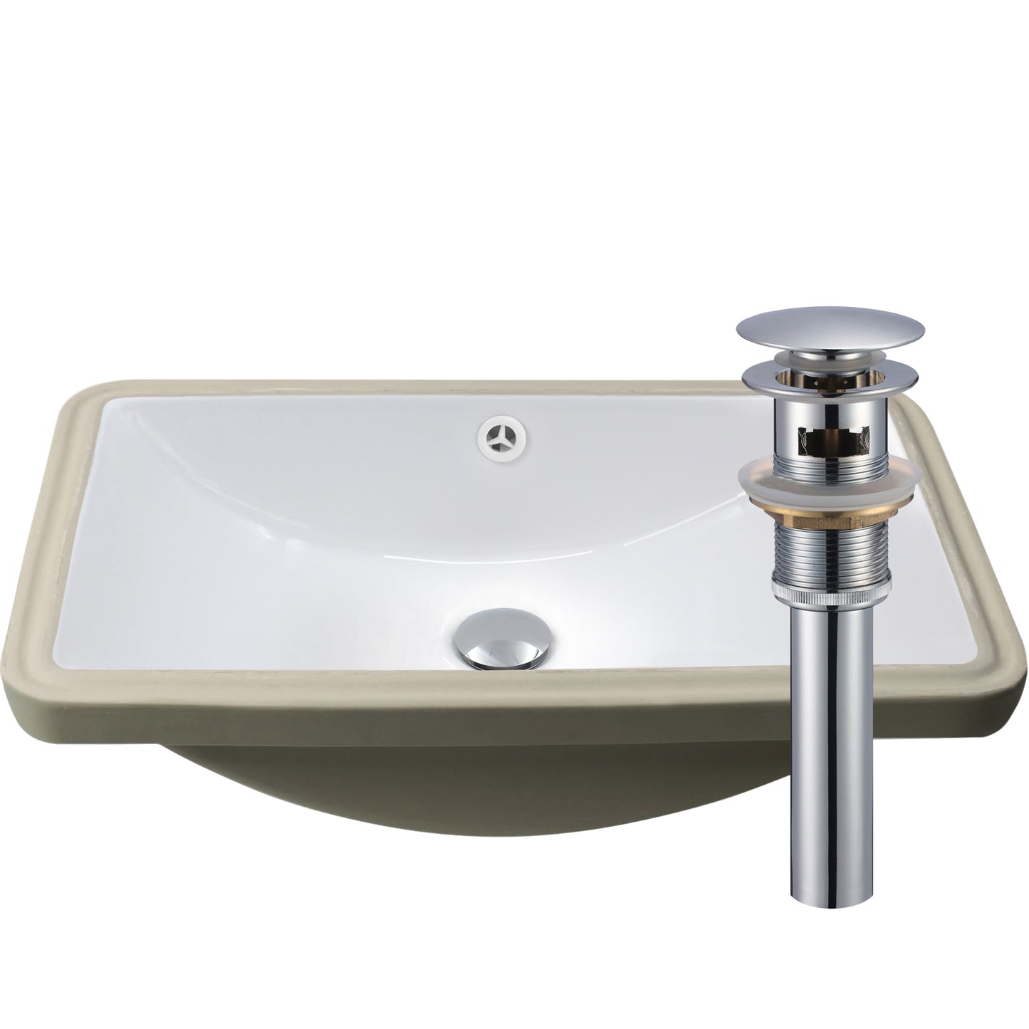 Extra Wide Rectangular Undermount White Porcelain Sink with Overflow, NP-U213907