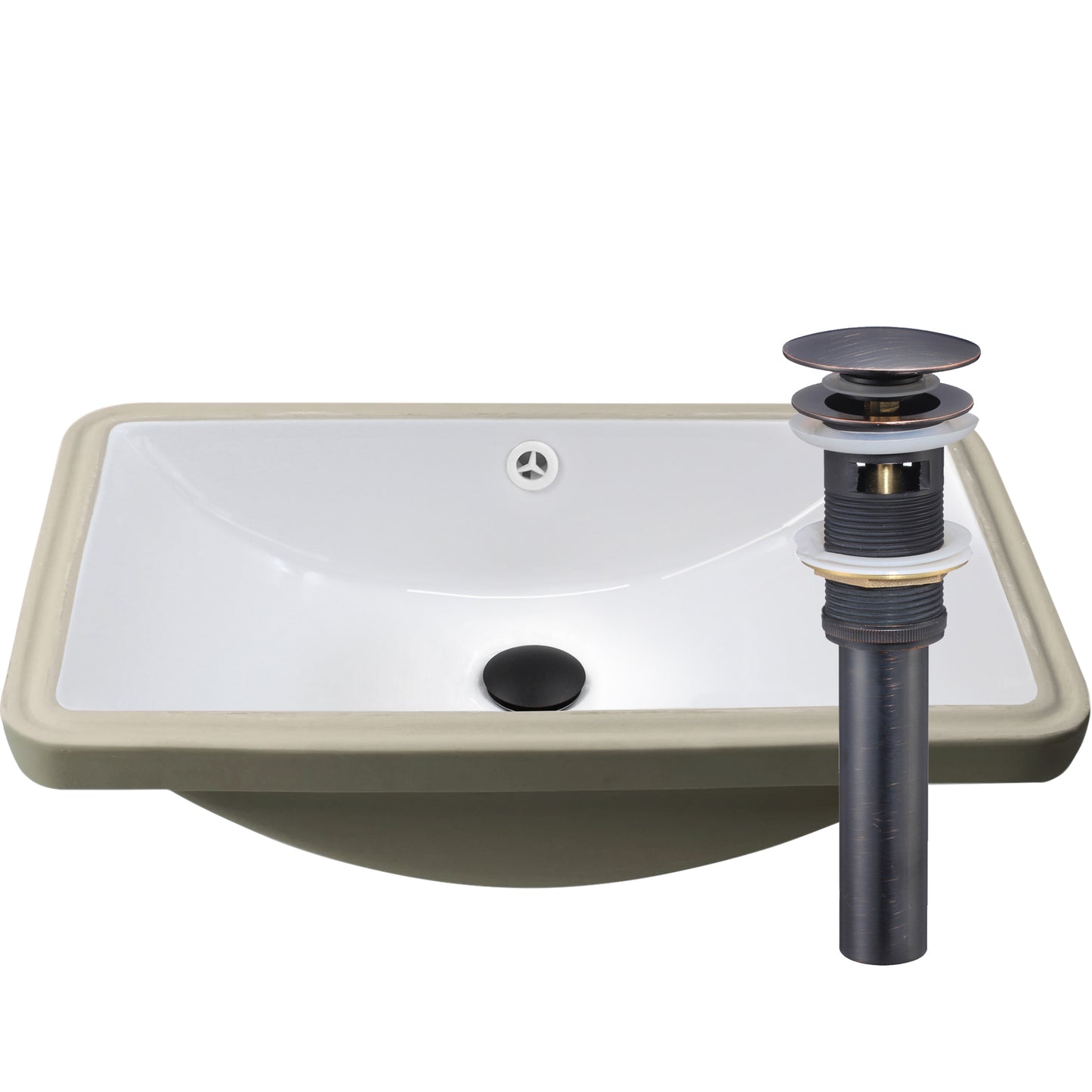 Extra Wide Rectangular Undermount White Porcelain Sink with Overflow, NP-U213907