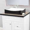 black and white bath sink with faucet and drain lifestyle