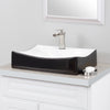 black and white bath sink with faucet and drain lifestyle