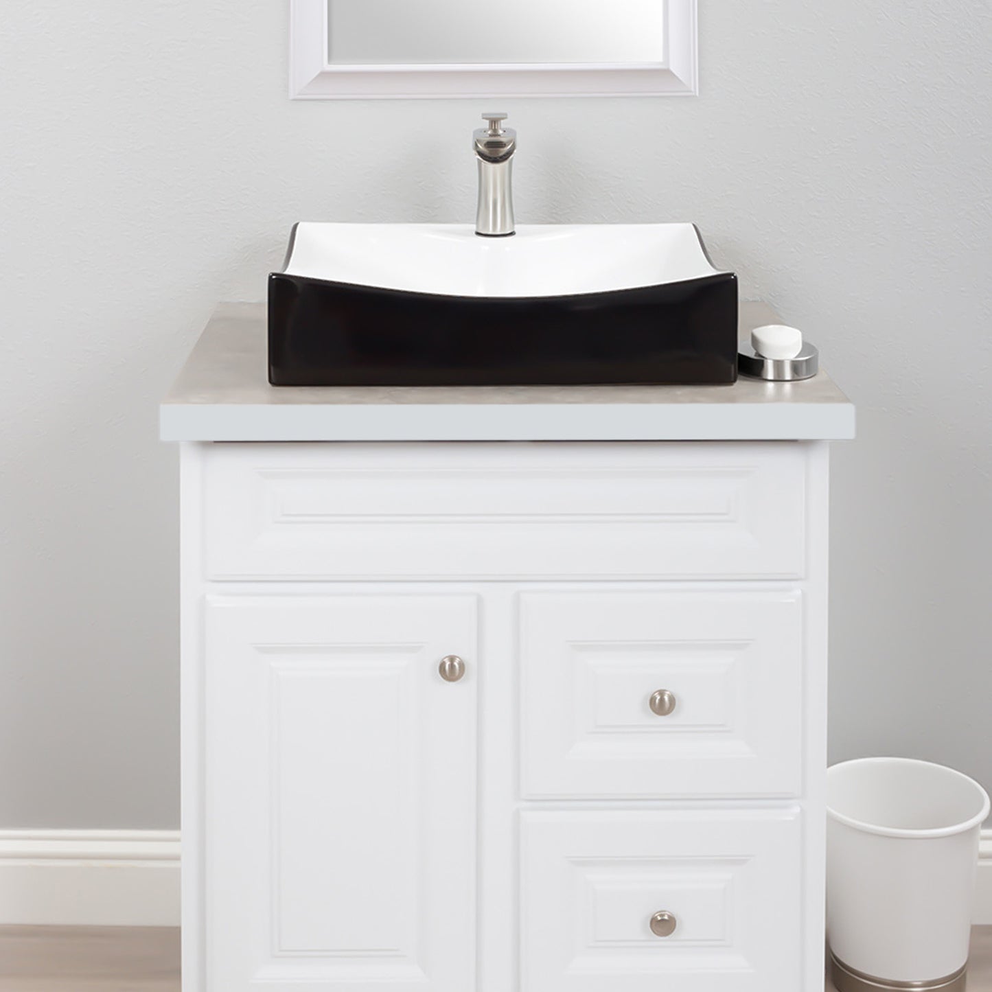 Rectangular Black and White Porcelain Sink Set